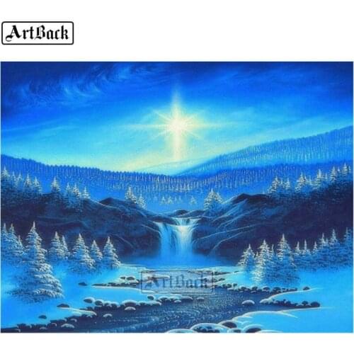New Full square winter landscape 5d diy diamond painting cedar home decoration sticker 3d diamond mosaic crafts 20x25cm