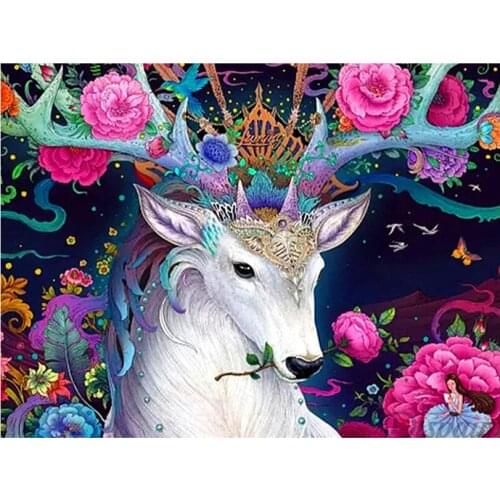 Antler moose diamond mosaic embroidery flower deers painting by numbers rhinestone wall sticker daimond drawing art needlework