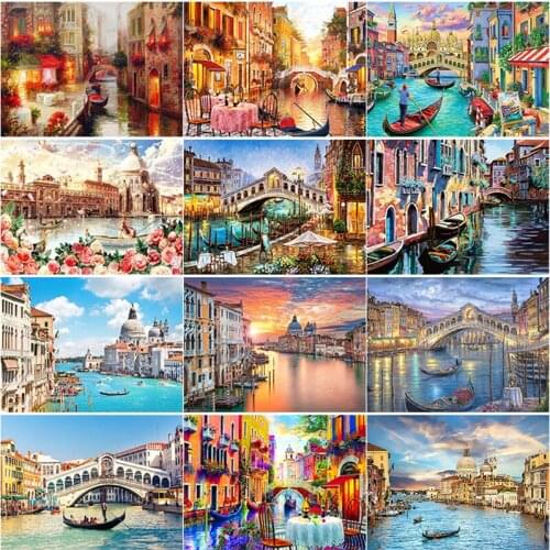 New 5D DIY Lights Diamond Painting Scenic Bridge Diamond Embroidery Cross Stitch Full Square Round Drill Manual Home Decor Gift