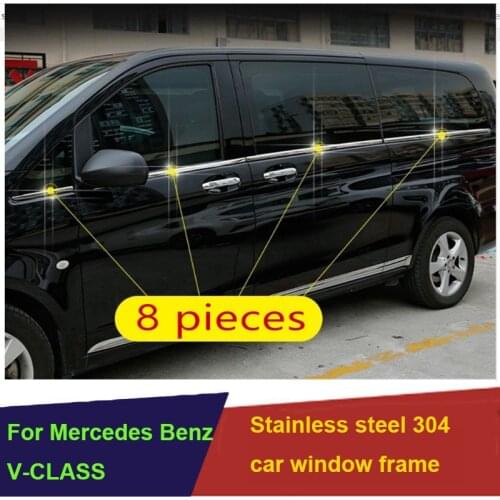 Stainless steel car window frame lower trim For Mercedes-Benz V-Klasse VITO W447 viano valente metris V250 V220 2015 2019