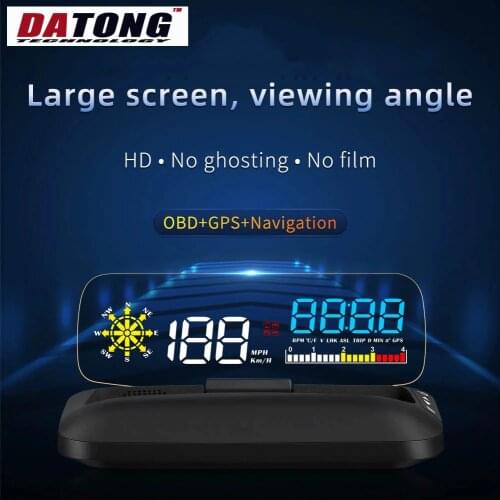 Datong C500 OBD2 HUD Mirror Car Head Up Display GPS Navigation Digital Speed Projector Security Alarm Oil Temp for Universal Car