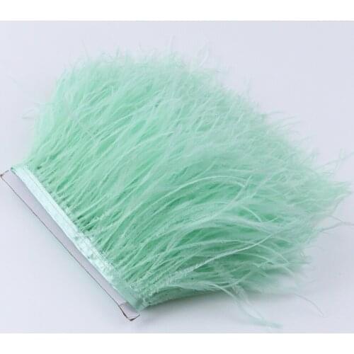 1M 15-18Cm/6-7.2Inch Mint Green Ostrich Feathers Fringe Trim Ribbon Decoration Accessories For Needlewor Carnival Wedding Crafts