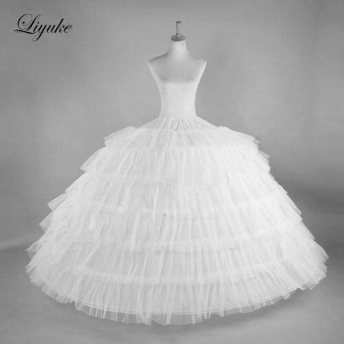Liyuke Picture White Color Ball Gown 6 Hoops Wedding Petticoat For Bride