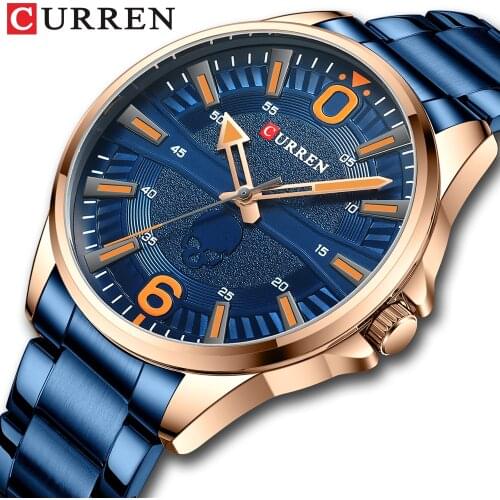 2021 CURREN New Fashion men Watches with Stainless Steel Top Brand Luxury Sports Waterproof Quartz Watch Men Relogio Masculino