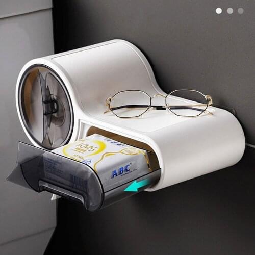 Bathroom Tissue Holder For Toilet Paper Holder Waterproof Wall-Mounted Toilet Roll Holder Shelf For Bathroom Storage