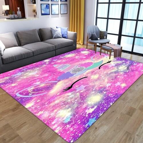 Colour Unicorn 3D Printing Carpet Cartoon Kid Play Mat Soft Flannel Memory Foam Girl Room Game Carpets for Living Room Area Rugs