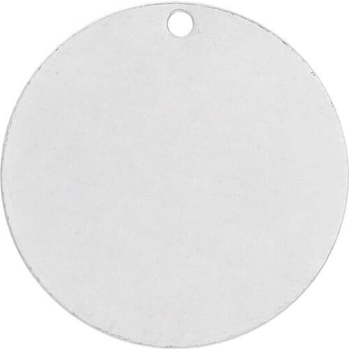 DoreenBeads Retail Copper Blank Stamping Tags Pendants Round for Necklaces Earrings Bracelets Silver color 20mm(6/8") Dia,30PCs