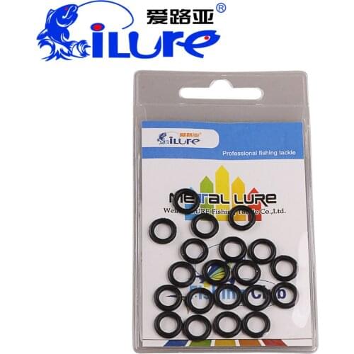 ILure 20Pcs Black O Shape Rubber Ring For Soft Fishing Lure Bait Fishing Accessories Pesca Leurre Souple