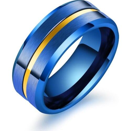 Cocktail Rings 8MM Black Stainless Steel Ring For Men Women Wedding Bands Trendy Rainbow Carbide Groove Rings Jewelry USA Size