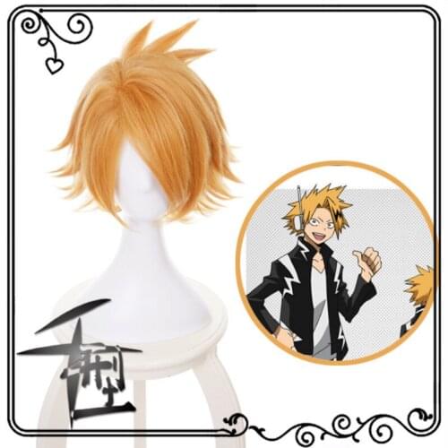 My Hero Academia Cosplay Kaminari Denki Wig Costume Boku no Hero Academia Short Black Synthetic Hair Halloween Party Wigs