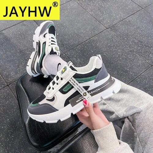 JAYHW Women Casual Shoes Fashion Breathable Walking Mesh Flat Shoes Woman White Sneakers Women Tenis Feminino Female Shoes