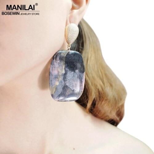 MANILAI Trend Acrylic Geometric Dangle Earrings For Women Statement Drop Earrings Acetate Brincos Pendants Jewelry