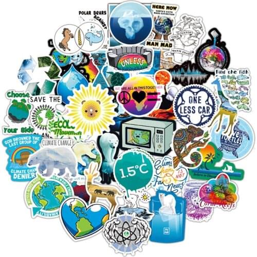 TD ZW 50 Pcs/lot The Earth Environmental Protection Car Stickers For Laptop Motorbike Bicycle Suitcase Waterproof PVC Decal