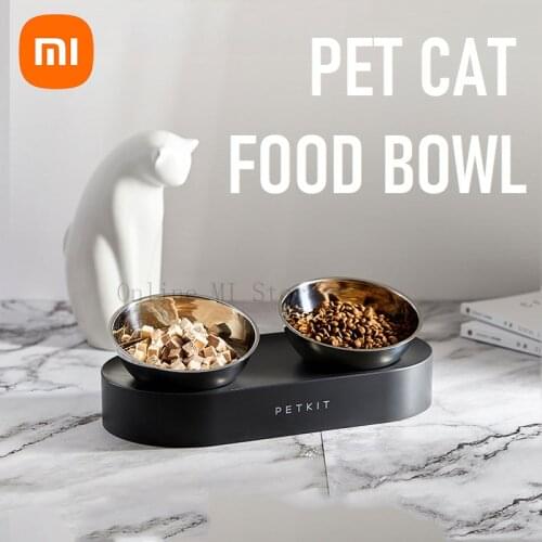 New Xiaomi PETKIT Stainless steel Double Feeder bowls FRESH Nano 15 degree adjustable pet Cat Food Bowl Water Cup for pets feed