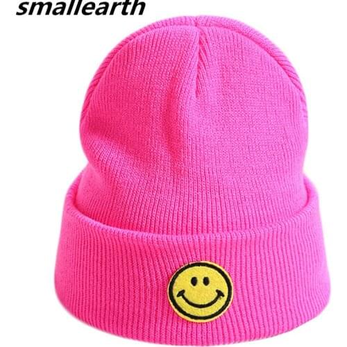 2019 New Fashion Smile Children Hat For Girls Autumn Winter Baby Knitted Hats For Boys Hats Warm Knitted Baby Cap For Girls Cap