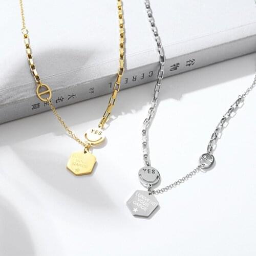 Vintage Titanium Stainless Steel Necklace For Women Girl Stainless Steel Gold Thick Chain Necklace Minimalist Jewelry 2021 New