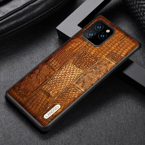 LANGSIDI Luxury leather case For Iphone 11 pro max xr x 7plus 8 Genuine leather cover man Business fundas for iphone 12 pro max