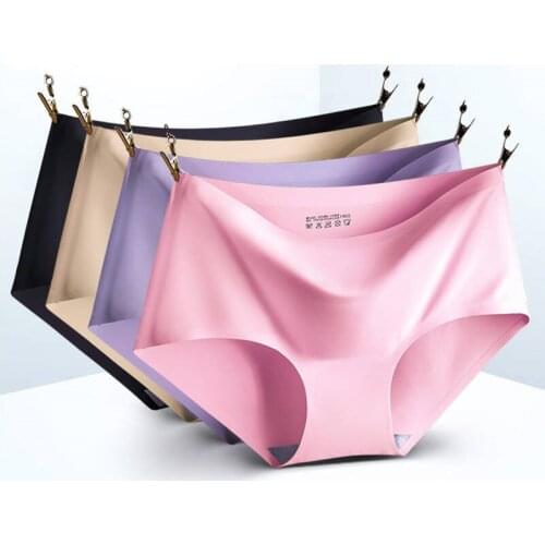 Sexy Womens Underwear Summer Style Fashion Panties Ice Silk Cool Refreshing Seamless Underwear Triangle Big Yards Female Brief