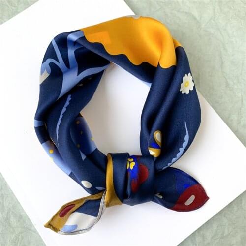 Real Silk Square Scarf for Women Fashion Floral Print Scarves New Small Neck Hairband Lady Handbag Tie Ribbon Chocker Summer