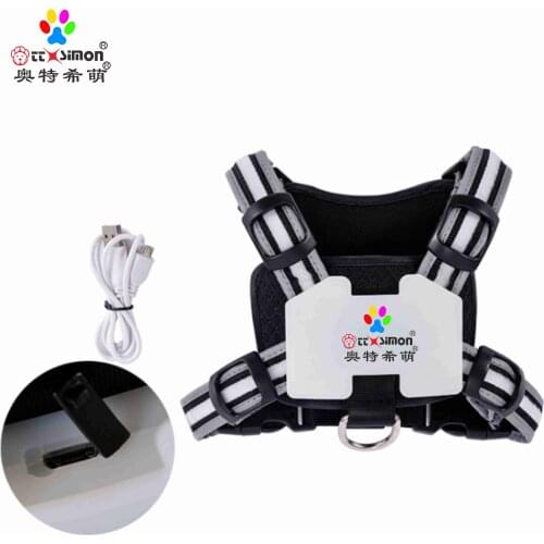 Night dog collar Pet Products for Large 7 in 1 color Dog Harness Glowing USB Led Collar Puppy Lead Pets Vest Dog Leads