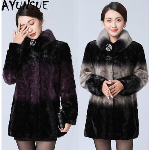 Real Mink 2020 Winter Jacket Women Korean Long Coat Female Luxury Natural Splice Fur Jackets Abrigo Mujer MY