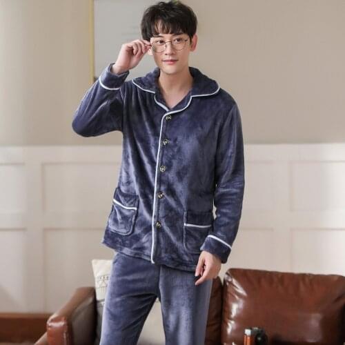 Winter Pajamas Unisex Flannel Sleepwear Thicken Warm Soft Pyjama Sets Nightgown Women Pajamas Set Long Sleeve Men Lounge Pijamas