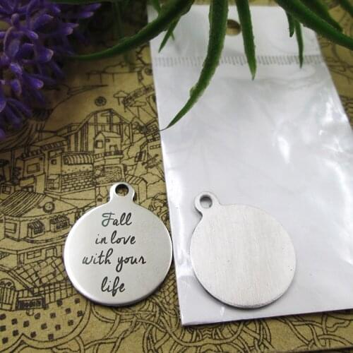 20pcs--"Fall In Love With Your Life"stainless steel charms 5 styles for choosing DIY Charms for necklace bracelet