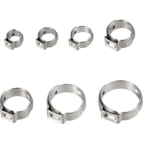 130Pcs Single Ear Hose Clamps 7 Sizes Stainless Steel Water Pipe Hose Clamp Assorted Set for Sealing All Kinds of Hose