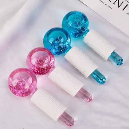 2PCS Large Beauty Ice Hockey Energy Beauty Crystal Ball Facial Cooling Ice Globes Water Wave Face and Eye Massage Skin Care