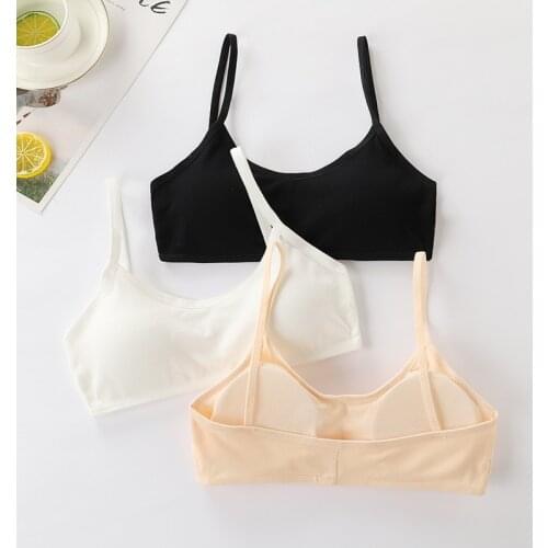 3 Pcs/Lot Girls Cotton Bras Cute Children Brassieres Add Sponge Pad Teenage Girls Training Bras Breathable Kids Sports Underwear