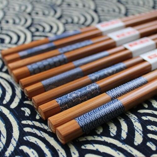 5 pairs/Set Bamboo Ecological Chopsticks Handmade Wood Wooden Chopstick Set A Gift For Friends