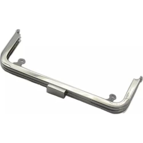 7 x 2.5 inches (18 x 6.5 cm) - Silver Clutch Purse Frame with Chain Loops