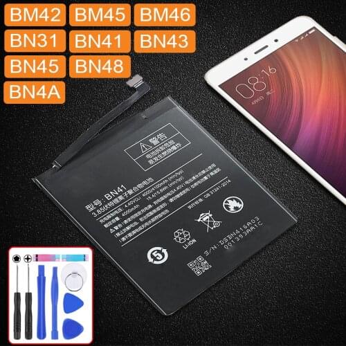 Battery For Xiaomi Redmi Note 2 3 4 4X 5 5A 6 7 Pro Model BM42 BM45 BM46 BN31 BN41 BN43 BN45 BN48 BN4A BM 46 BN 31 41 43 45 48