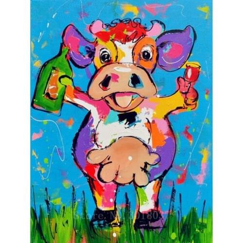 Diamond Embroidery Drinking Cow Diy 3D Diamond Painting Cross Stitch Full Square Diamond Mosaic Decorative Animal Stickers Kits
