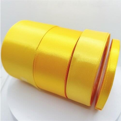 25Yards 6mm 10mm 15mm 20mm 25mm 40mm 50mm Yellow Silk Satin Ribbons Christmas Wedding Party Decoration Gift Wrapping DIY Ribbons