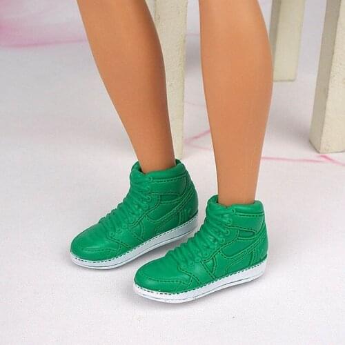 Green White Fashion Basketball Doll Shoes for Ken Boy Dolls Sports Shoes for Barbies Boyfriend Ken 1/6 Doll Accessories Kid Toy