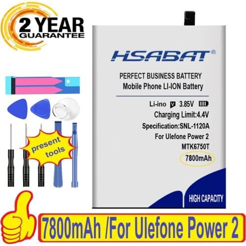Top Brand 100% New 7800mAh Battery for Ulefone Power 2 Power II Batteries + free gfit