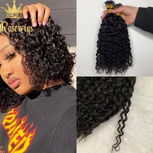Brazilian Jerry Curl I Tip Remy Human Hair Extensions Healthy Hair Natural Black For Women Free Shipping