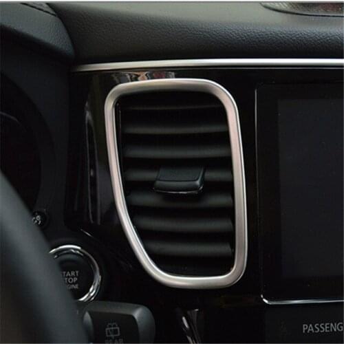 For Mitsubishi Outlander 2016 2017 2018 ABS Chrome car Middle air vent outlet condition panel Control cover trim frame lamp 4pcs