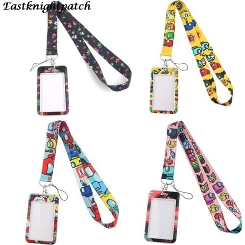 E2860 Cartoon Lanyard Keychain key Badge Mobile Phone Rope Lanyard With Kawaii Card Holder Cover for Woman