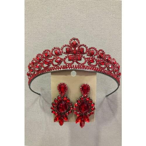 Ece Red Bride. Henna Crown And Earrings Pack