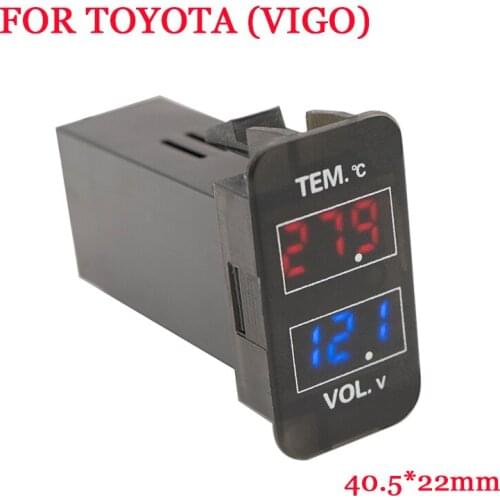 12V Electronic LED Digital Temperature and Voltage Display Car Auto Voltage Meters for TOYOTA VIGO Old Toyota Modification