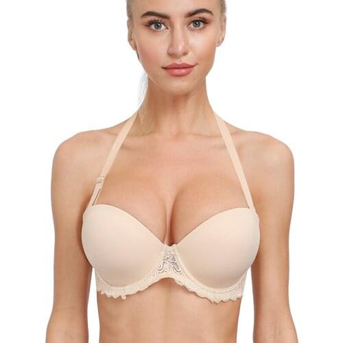 Hot Sales Women Halter Bras Lace Floral Everyday Anti-slip Sexy Lingeire Push Up Bras 70 75 80 85 90 95 100 105 B C DD DDD E F G