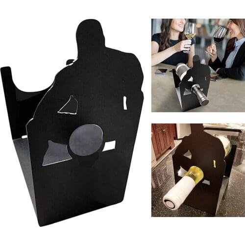 Metal Creative Wine Rack Bottle Holder Home Kitchen Decor Decoration Black