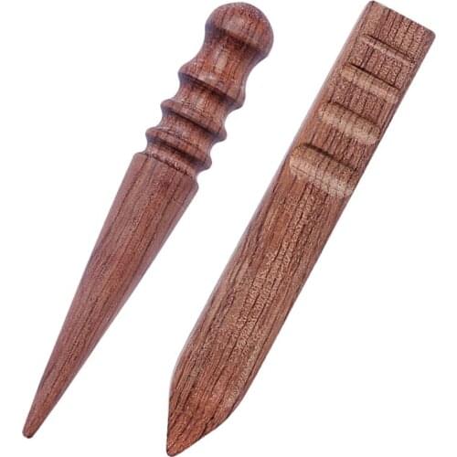 Imzay Multi-Size Wood Slicker Leather Solid Wood Round Burnishing Edge for Polished Edge Leather Craft Working Tool