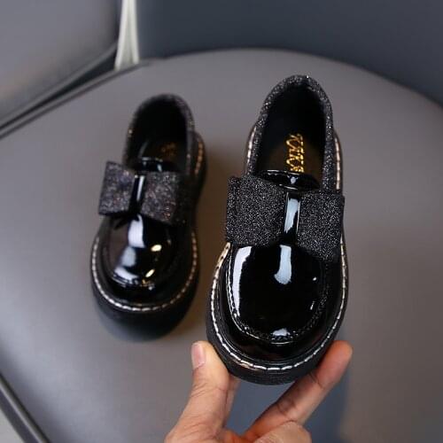 Fashion Bow Kids Shoes Princess For Little Girls Dress Patent Leather 2021 Children School Shoes 3 4 5 6 7 8 9 10 11 12 Years