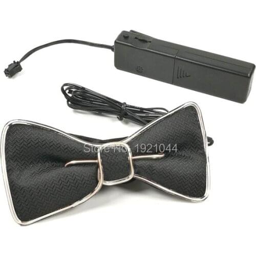 New Sound activated 10 Colors Fashion Glowing Flashing EL wire BOW TIE For Men Grooms Bowties Wedding Marriage Cravat Mens Gift