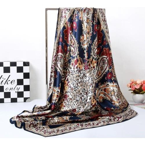 2019 new flower pattern silk fabric digital inkjet silk satin fabric soft chinese silk fabric wholesale silk cloth 90cm x 90cm