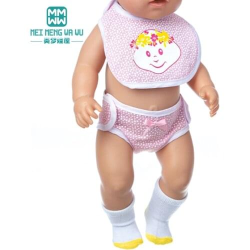 Clothes for doll Underwear, bib, fit 18inch 43-45cm baby toy new born doll accessories