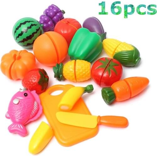 Plastic Kitchen Food Fruit Vegetable Cutting Toys Baby Kid Pretend Play Educational Cook Cosplay Kitchen Toys For Chiledren Toys